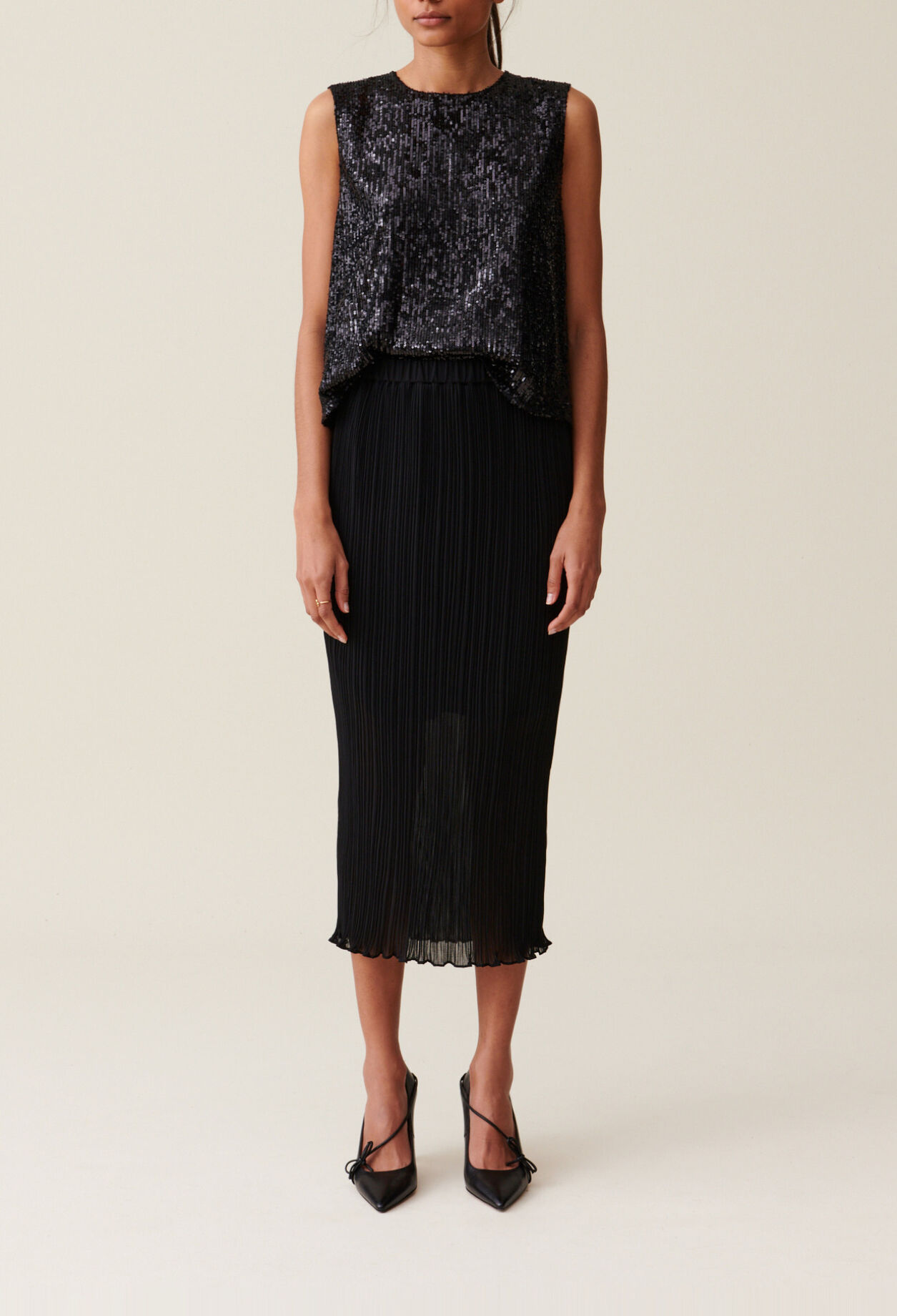 Pleated 7/8 skirt, lined