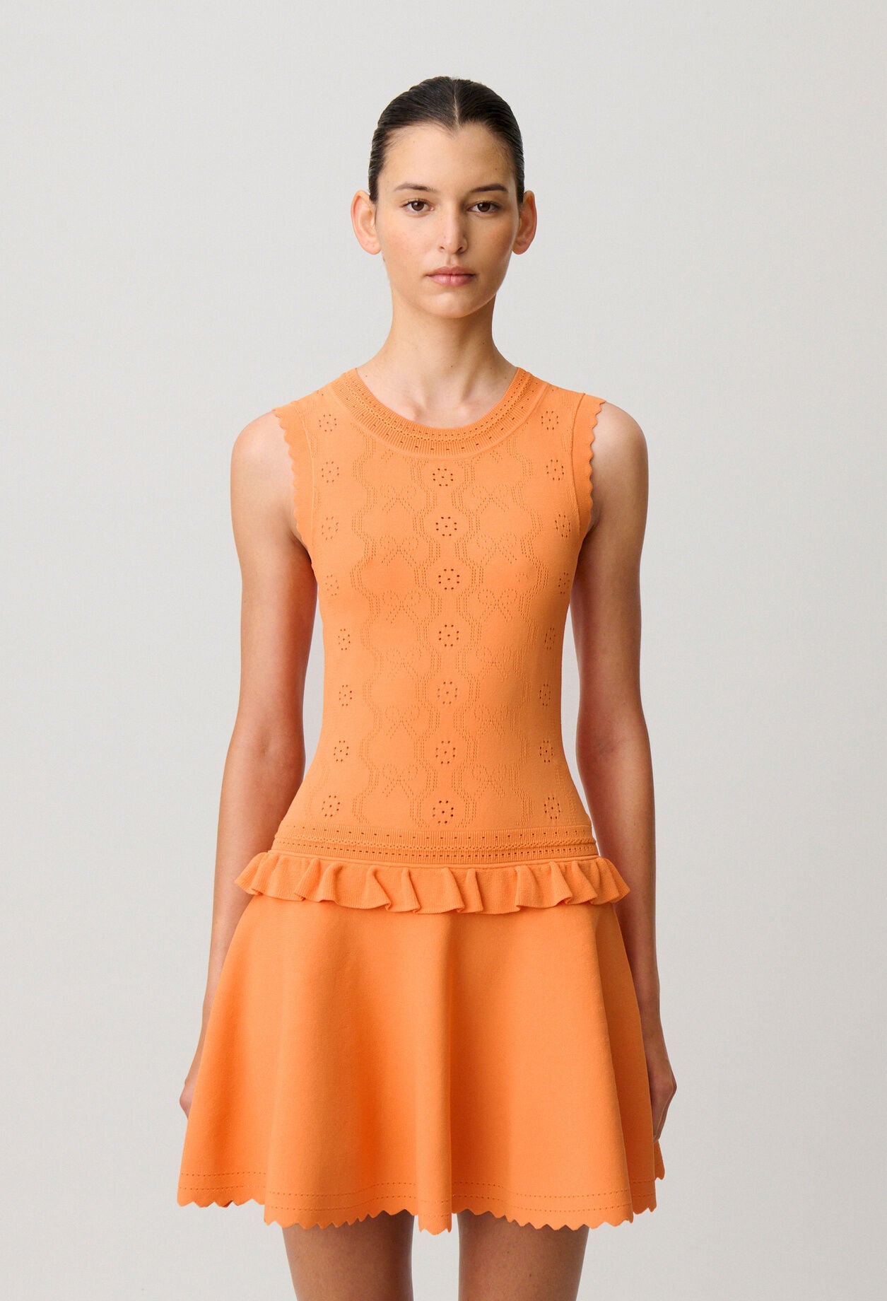 Ruffled knit dress
