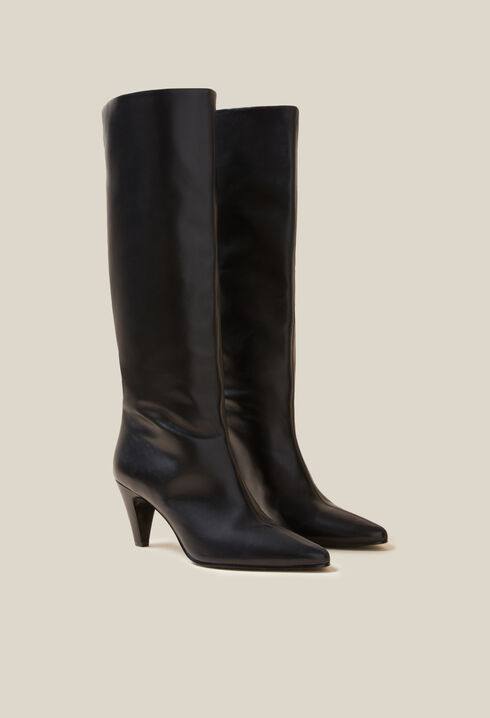 Leather knee-high boots