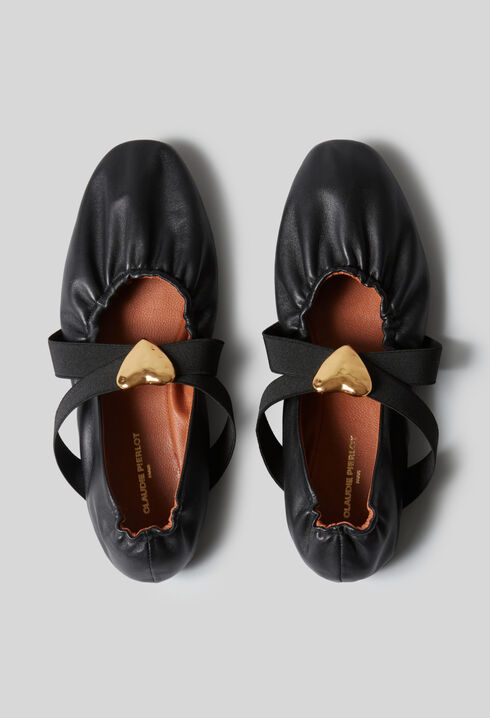 Leather ballet flats with heart