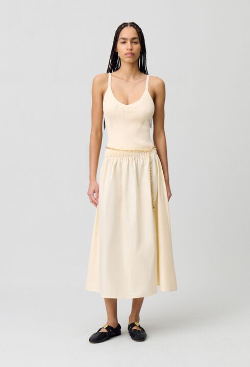 Midi dress with crochet bodice
