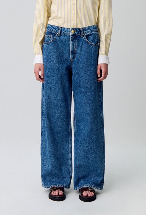 Wide-Leg Straight Denim Jeans