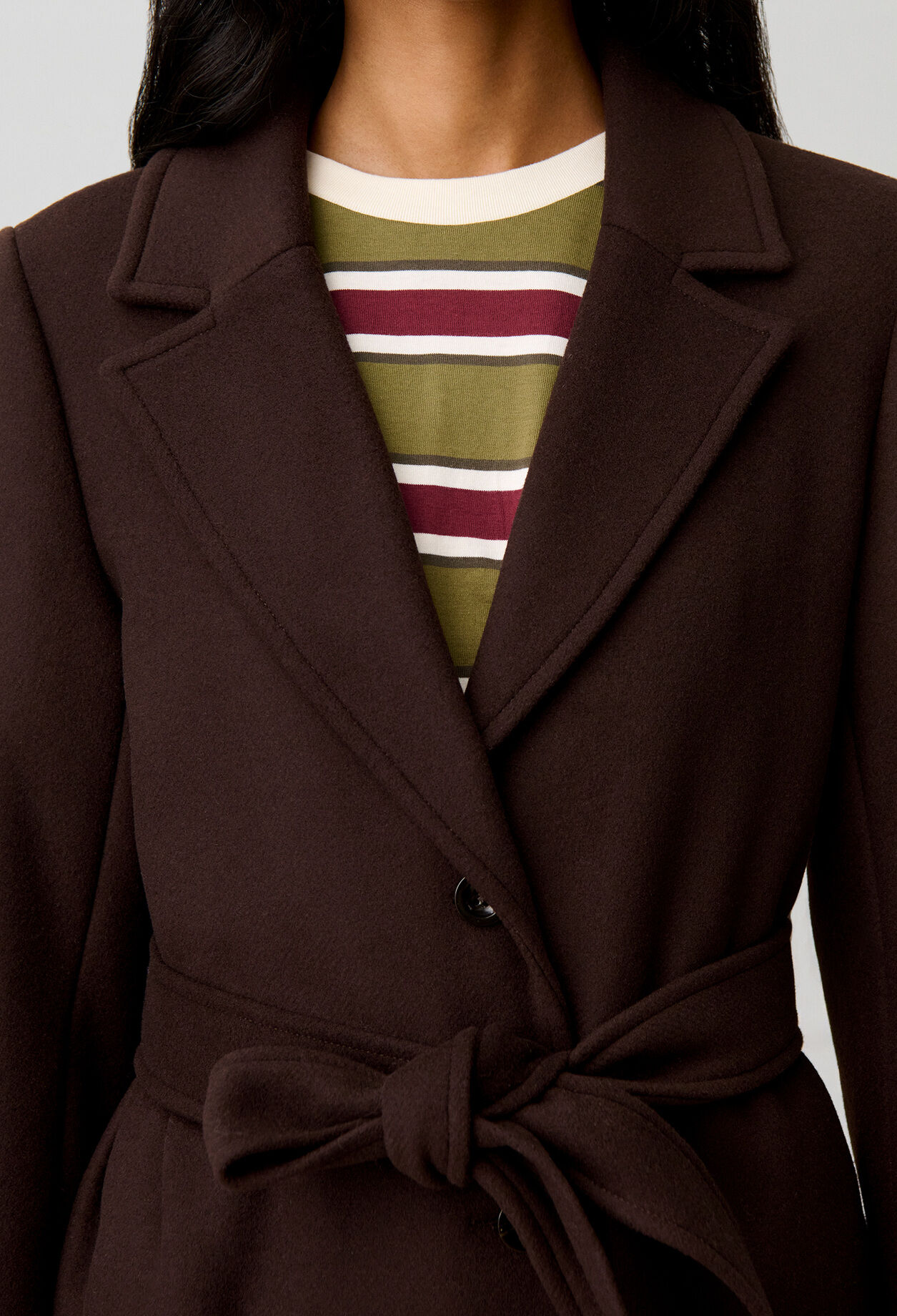 Long belted wool coat