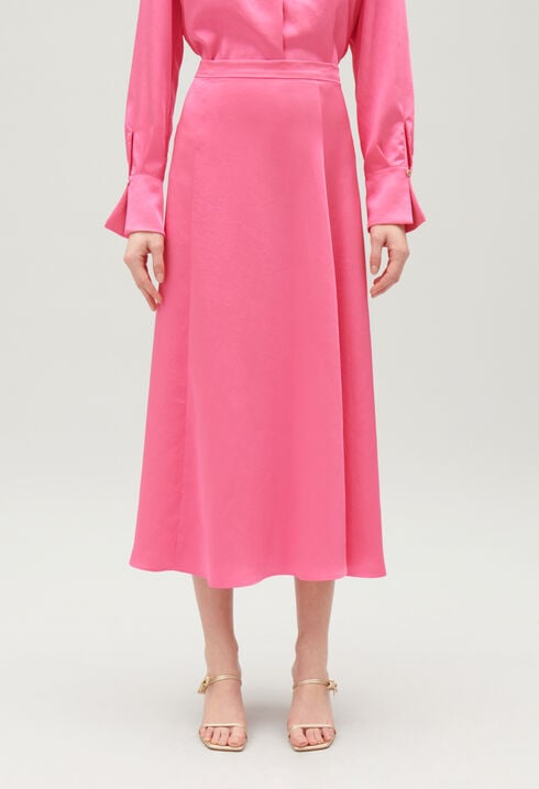 Satin-finish maxi skirt