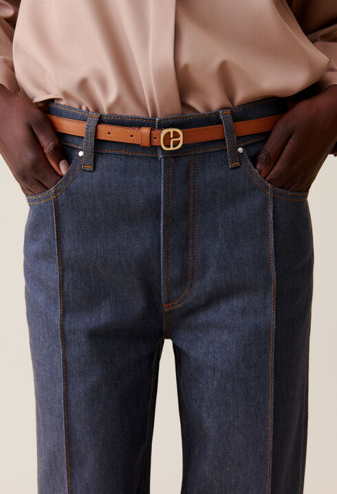 CP Gold Buckle Leather Belt