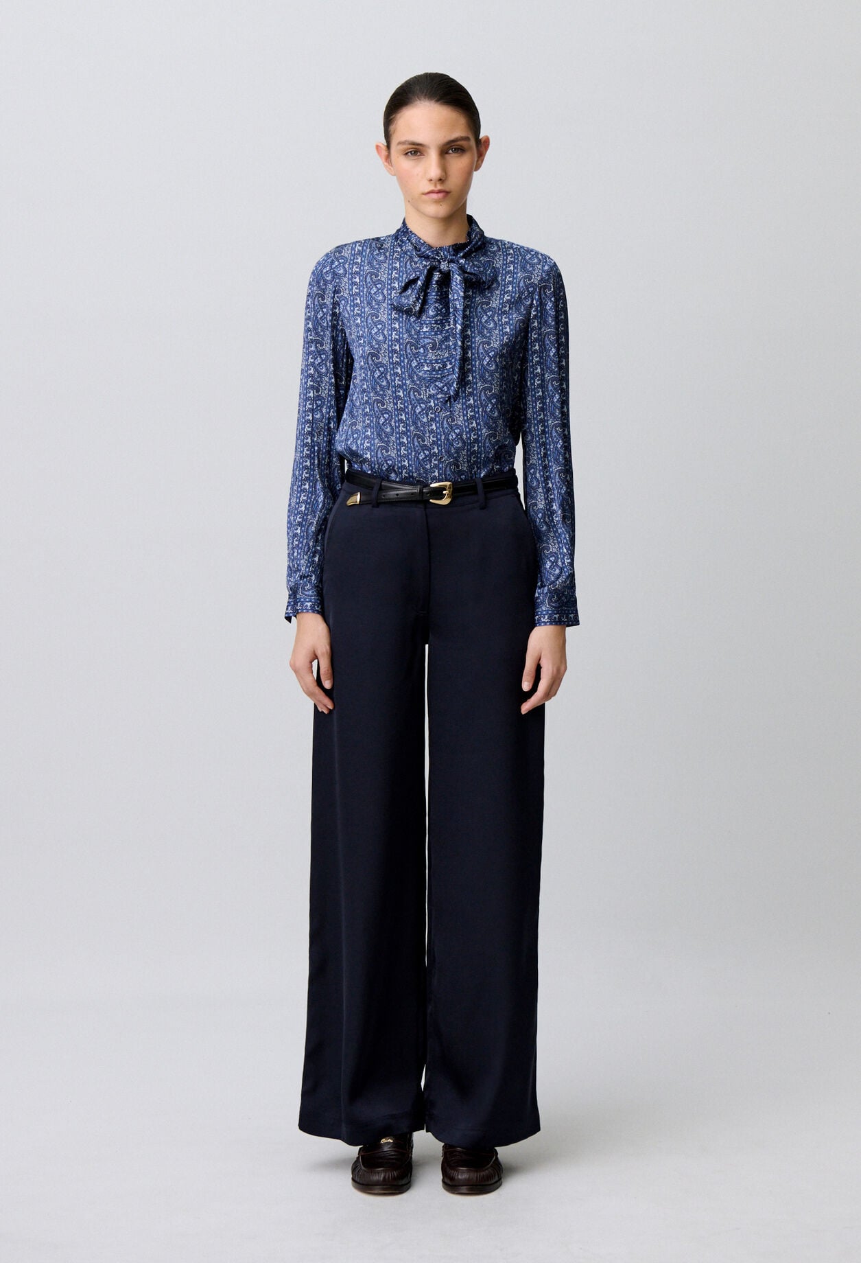 Straight satin trousers