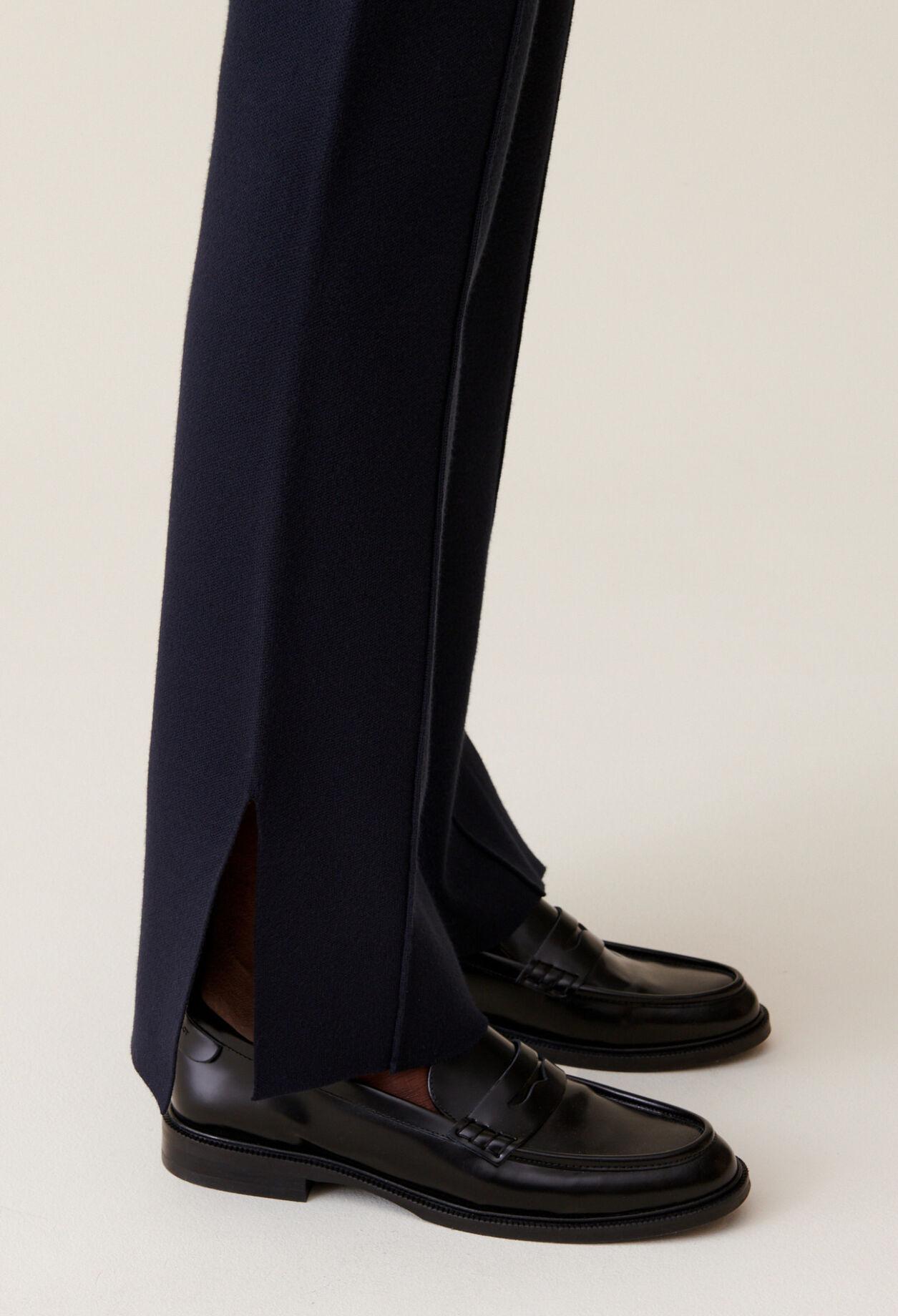 Navy blue knitted trousers