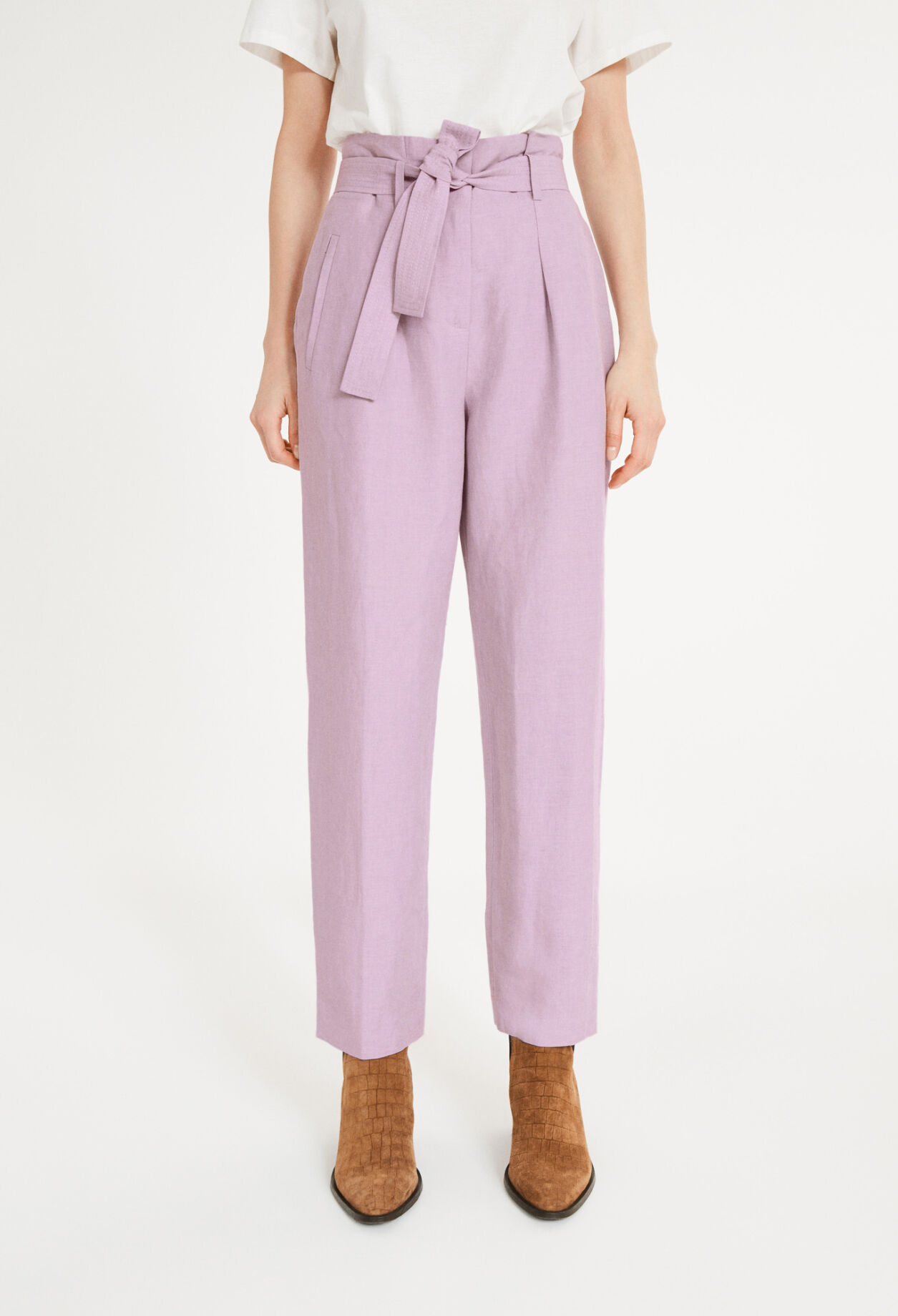 Lilac paper bag trousers new arrivals