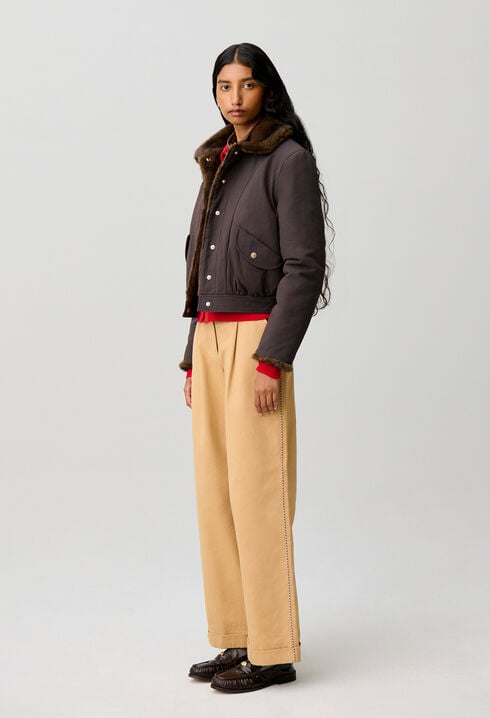 Short reversible nylon parka