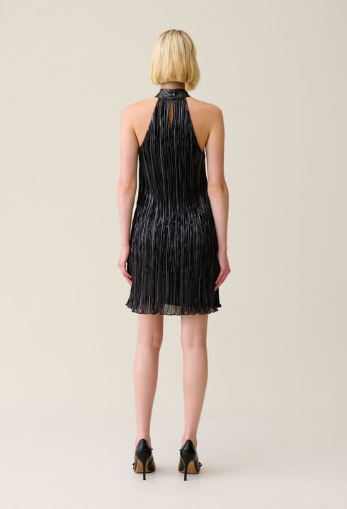 Silver pleated mini dress