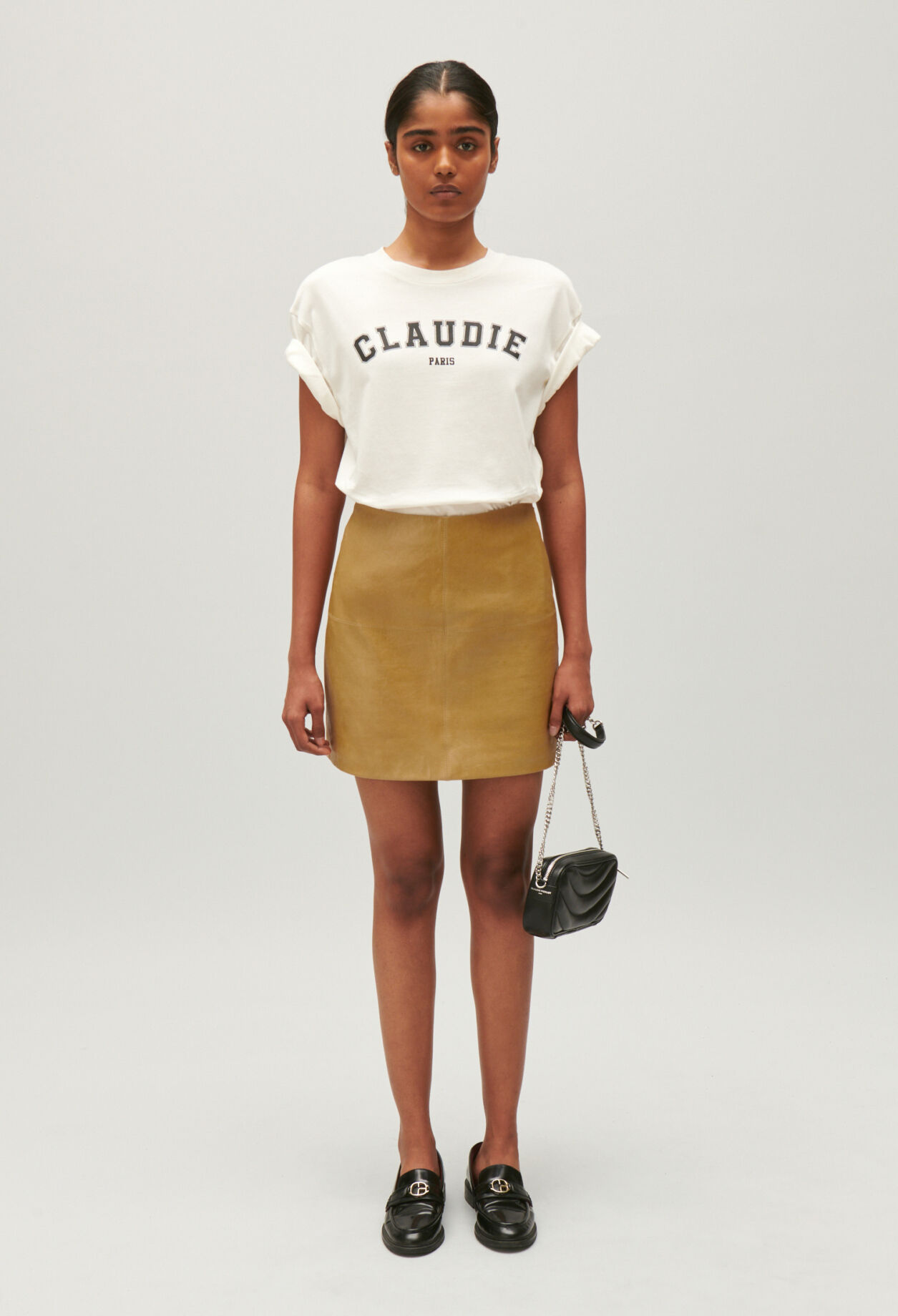 Yellow leather shorts best sale