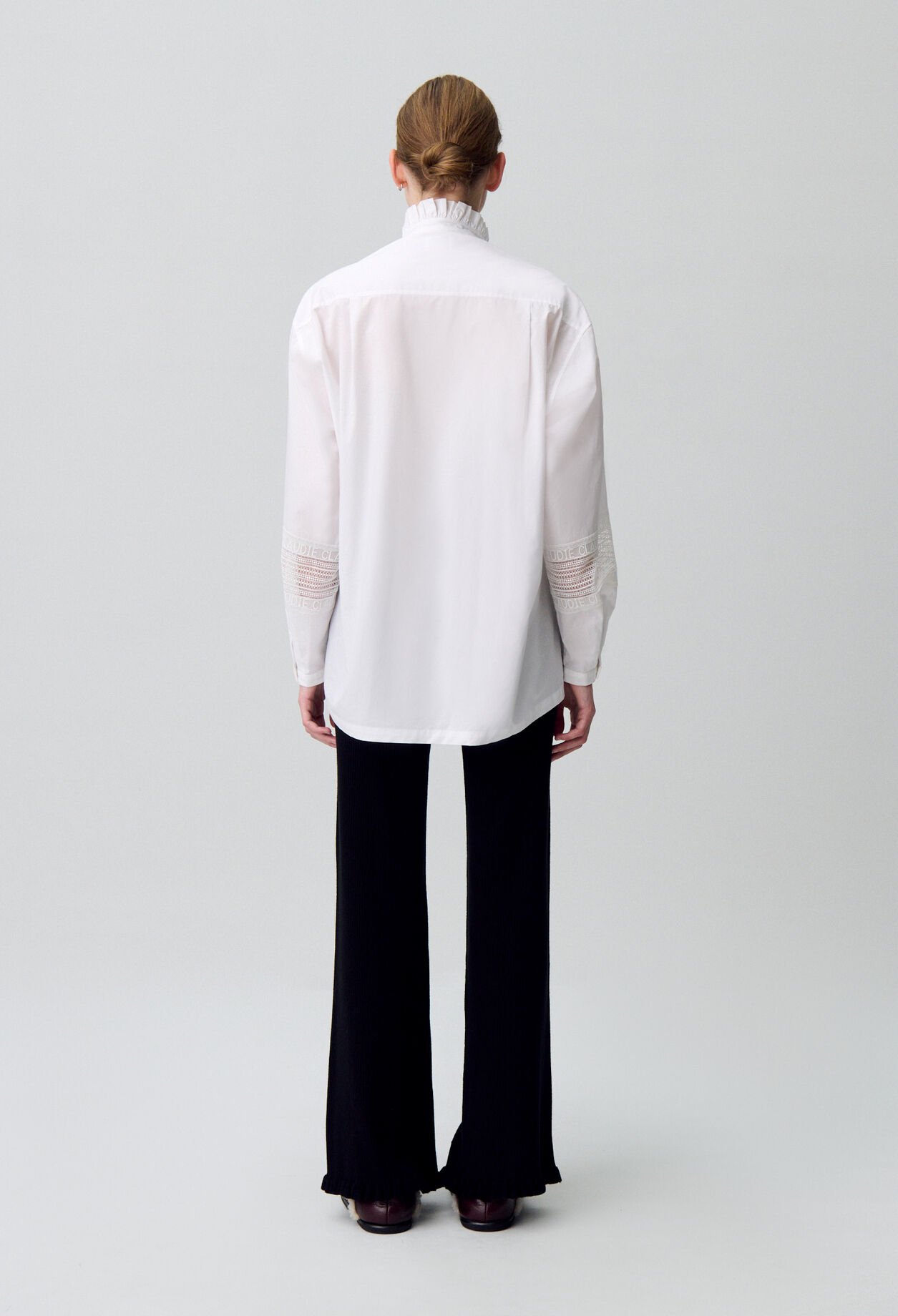 Cotton shirt with frill collar
