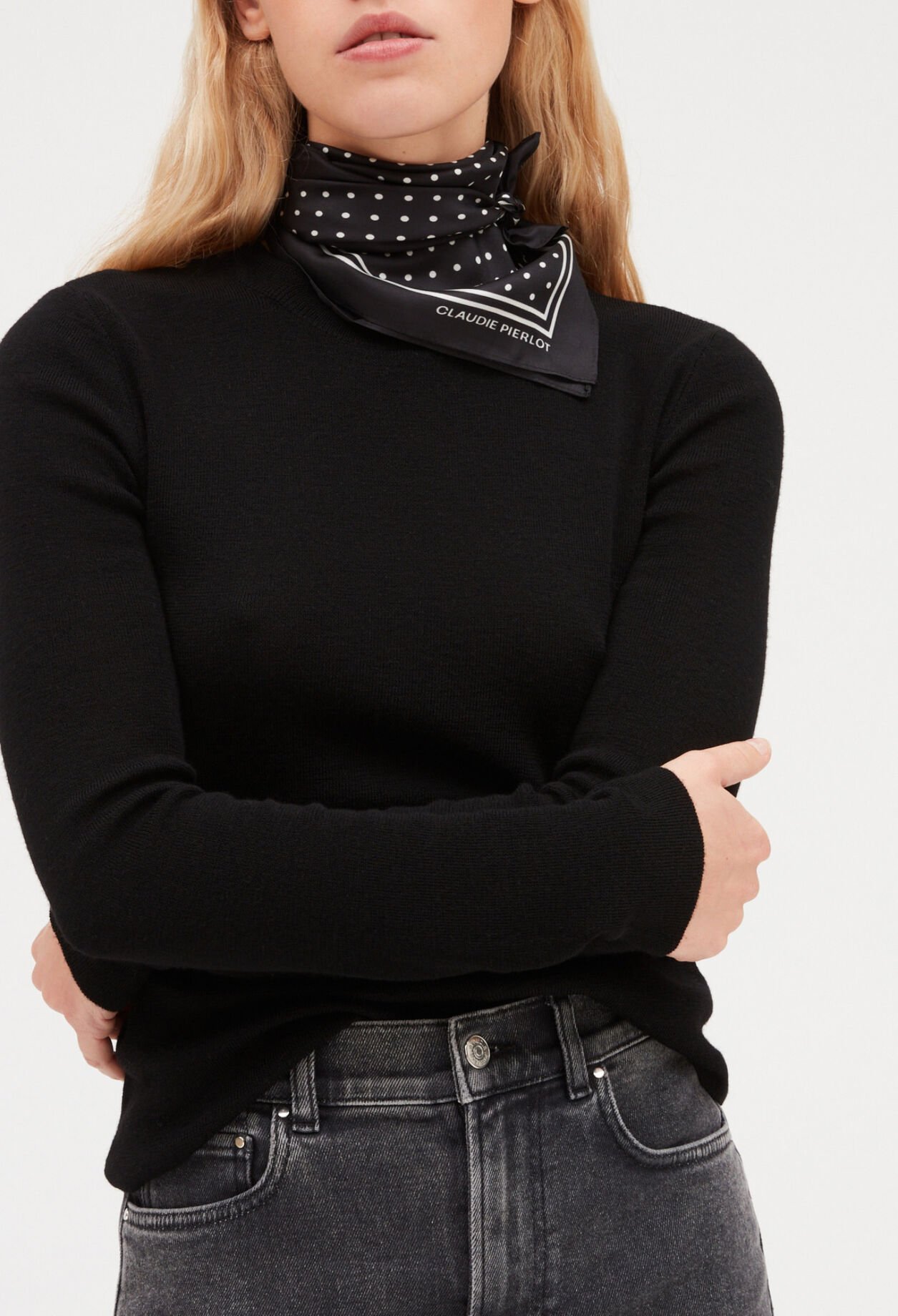 100% Silk black scarf