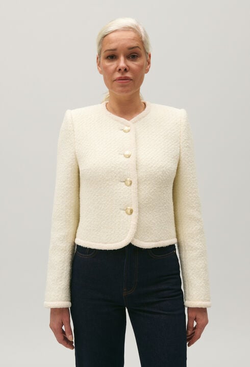 Short ivory tweed jacket 