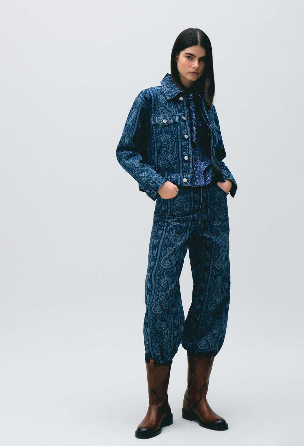 Printed denim jacket