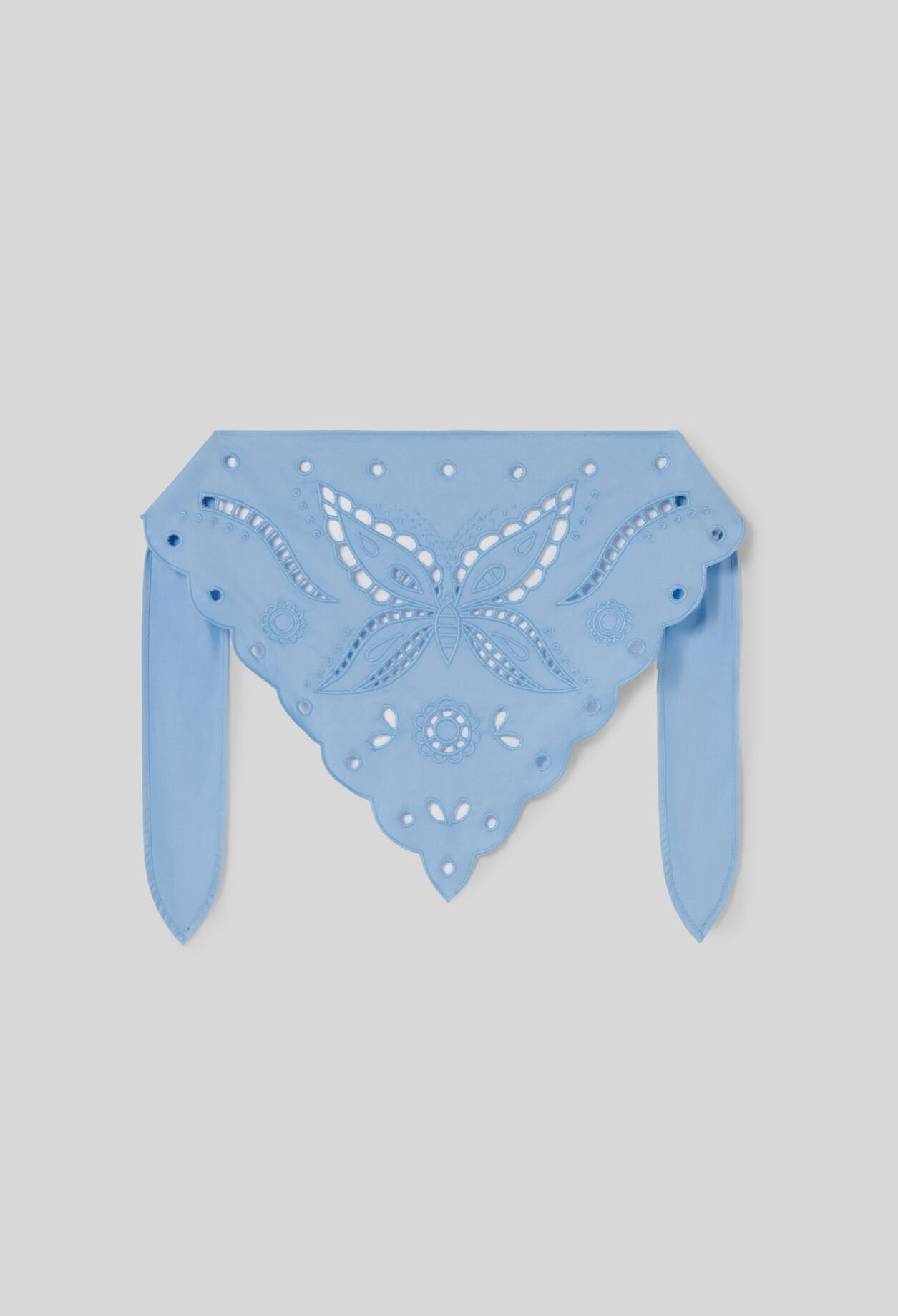 Embroidered Tie-Up Scarf