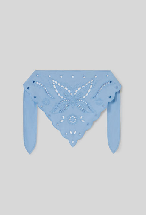 Embroidered Tie-Up Scarf
