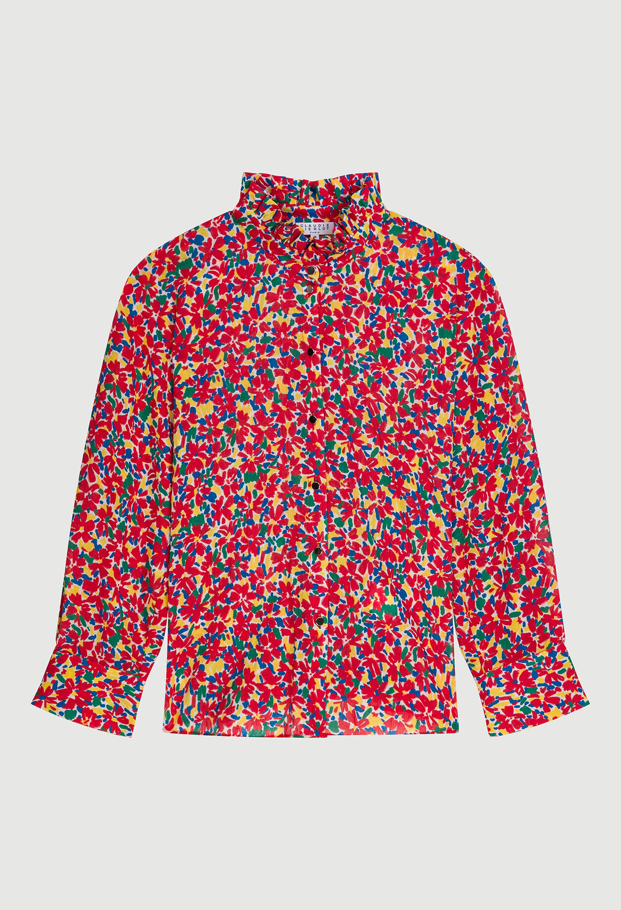 Printed shirt with Victorian collar