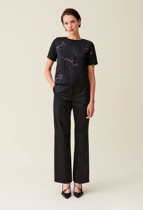 Black top with embroidered sequins