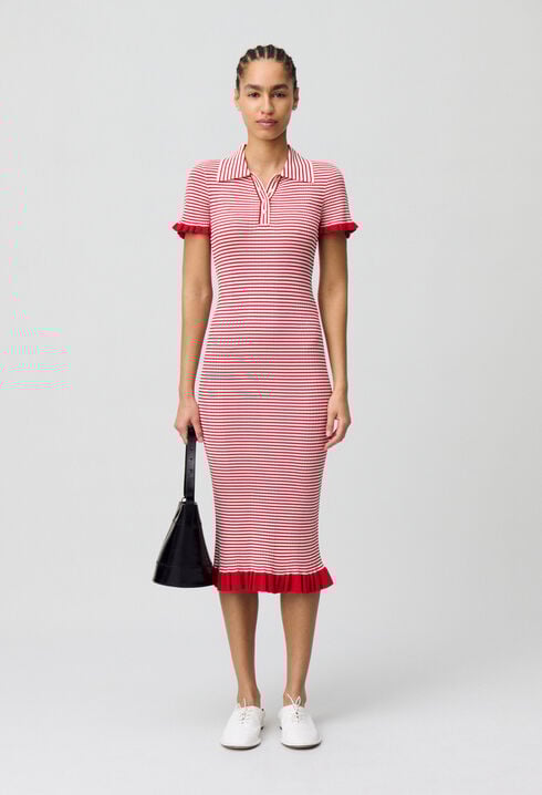 Striped fine knit maxi dress