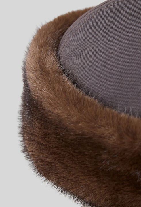 Reversible nylon faux fur hat