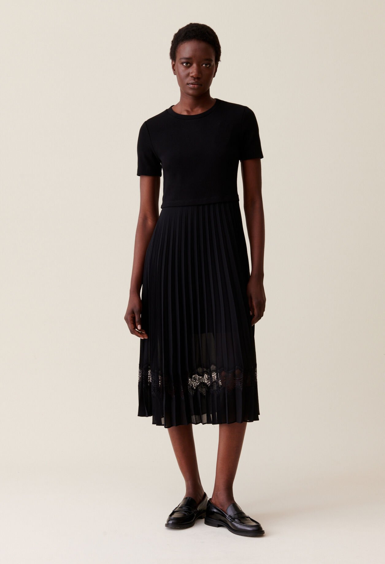 Twist black bi material midi dress for women Claudie Pierlot