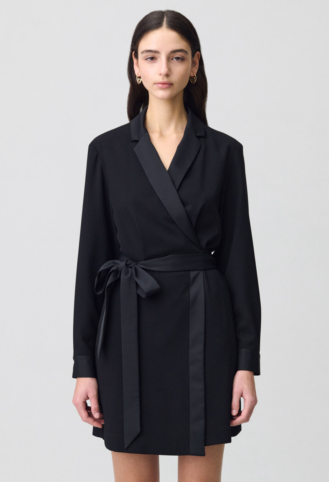 Wrap Dress with Lapel Collar