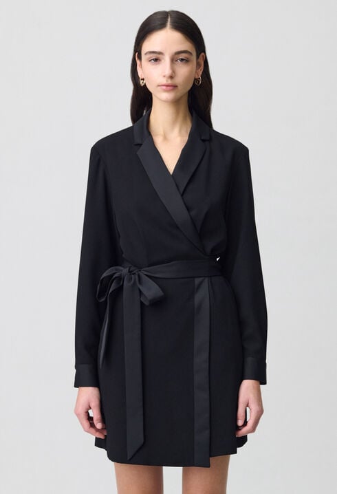 Wrap Dress with Lapel Collar