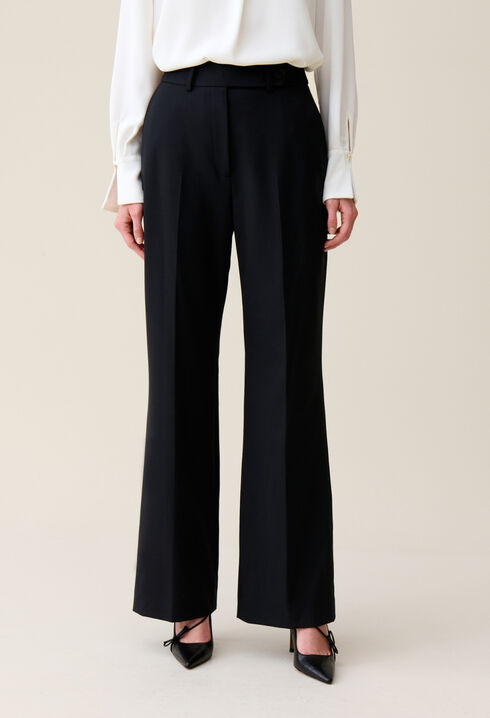 Navy wool suit trousers