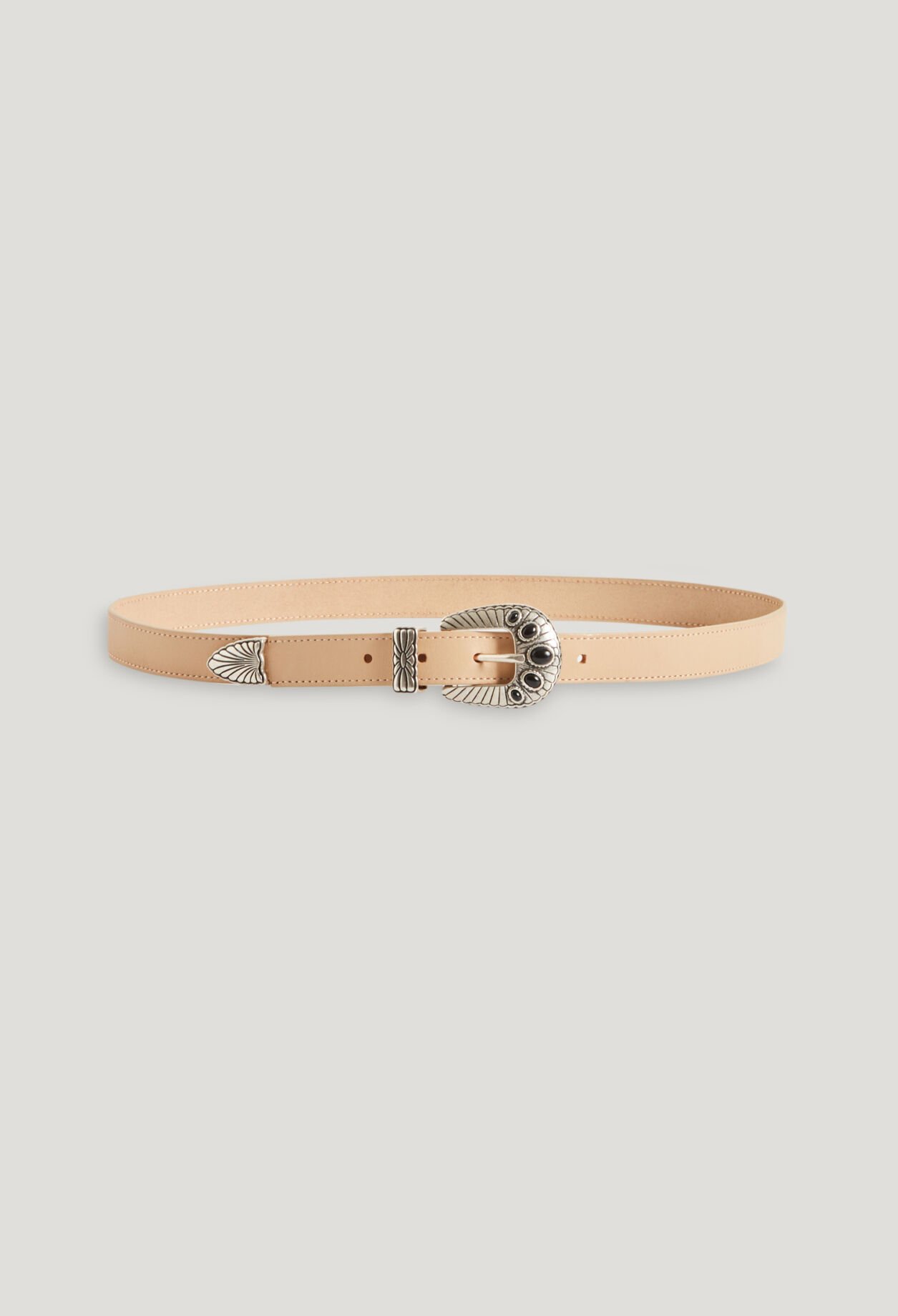 Beige leather belt