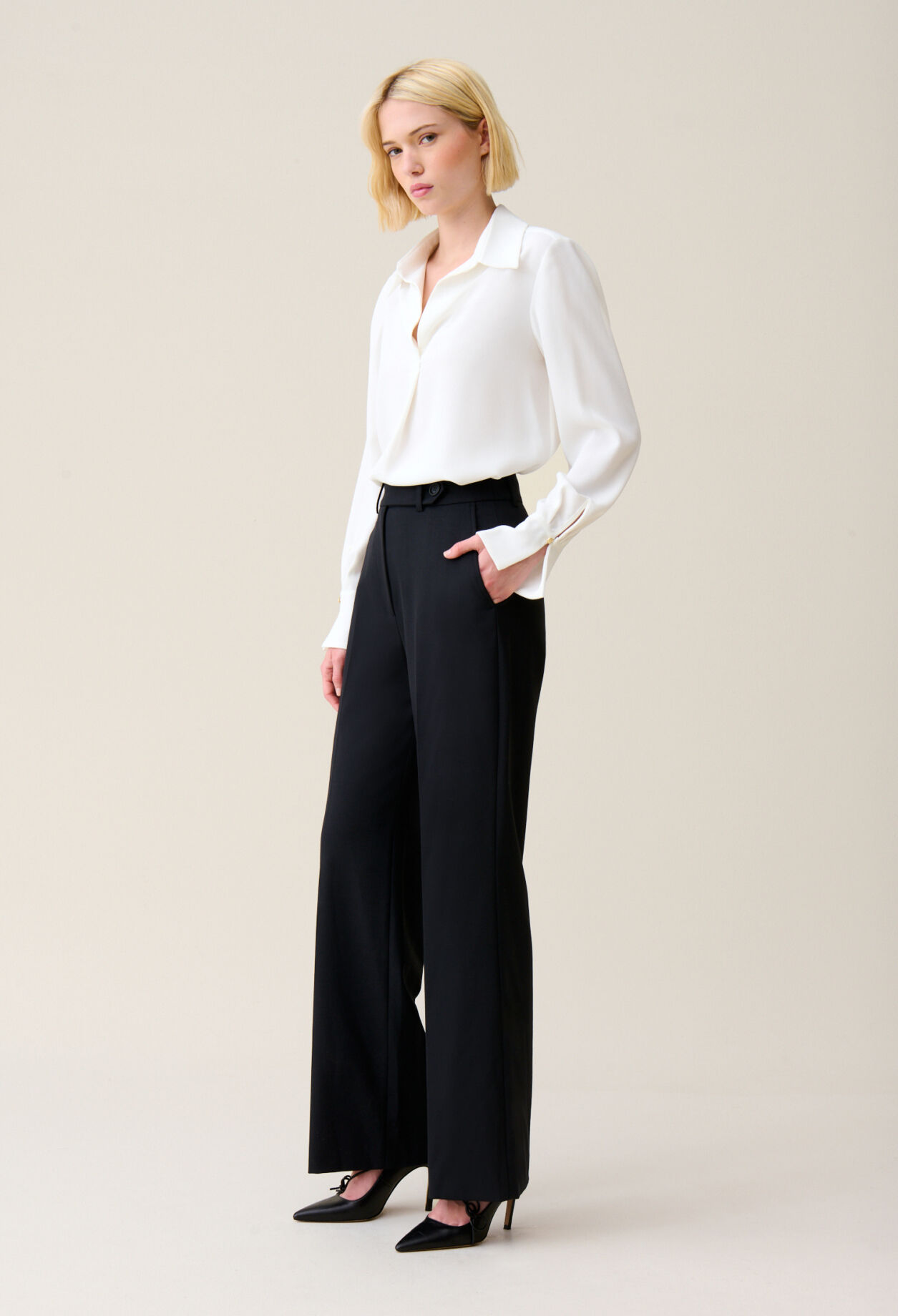 Navy wool suit trousers