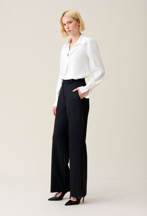 Navy wool suit trousers