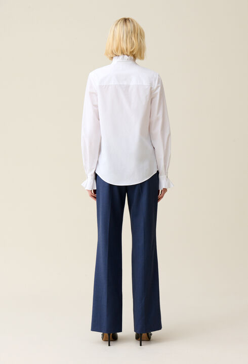 White shirt with ruffled collar