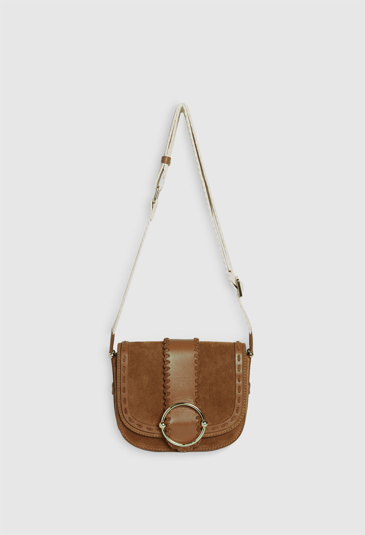 Handbag with  leather flap