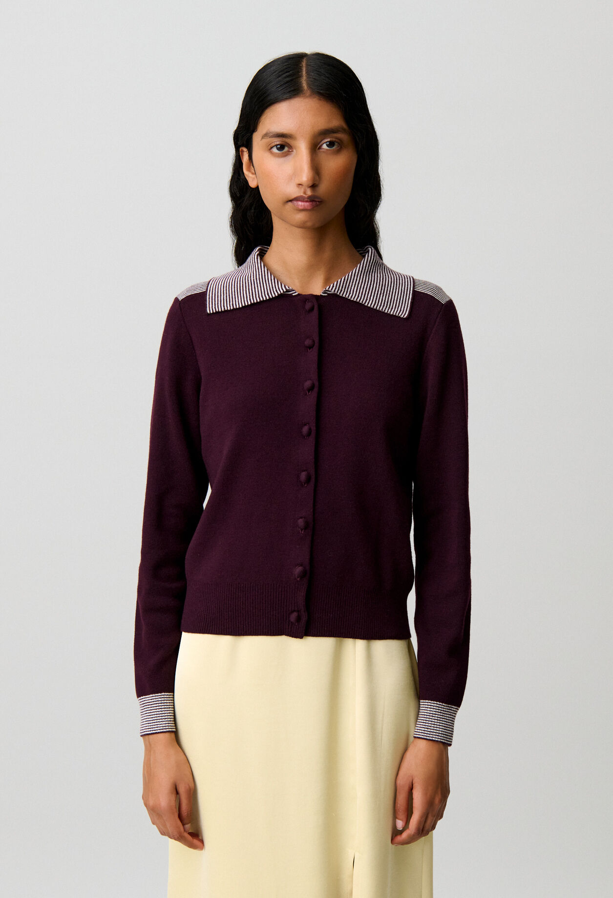 Striped wool sailor cardigan