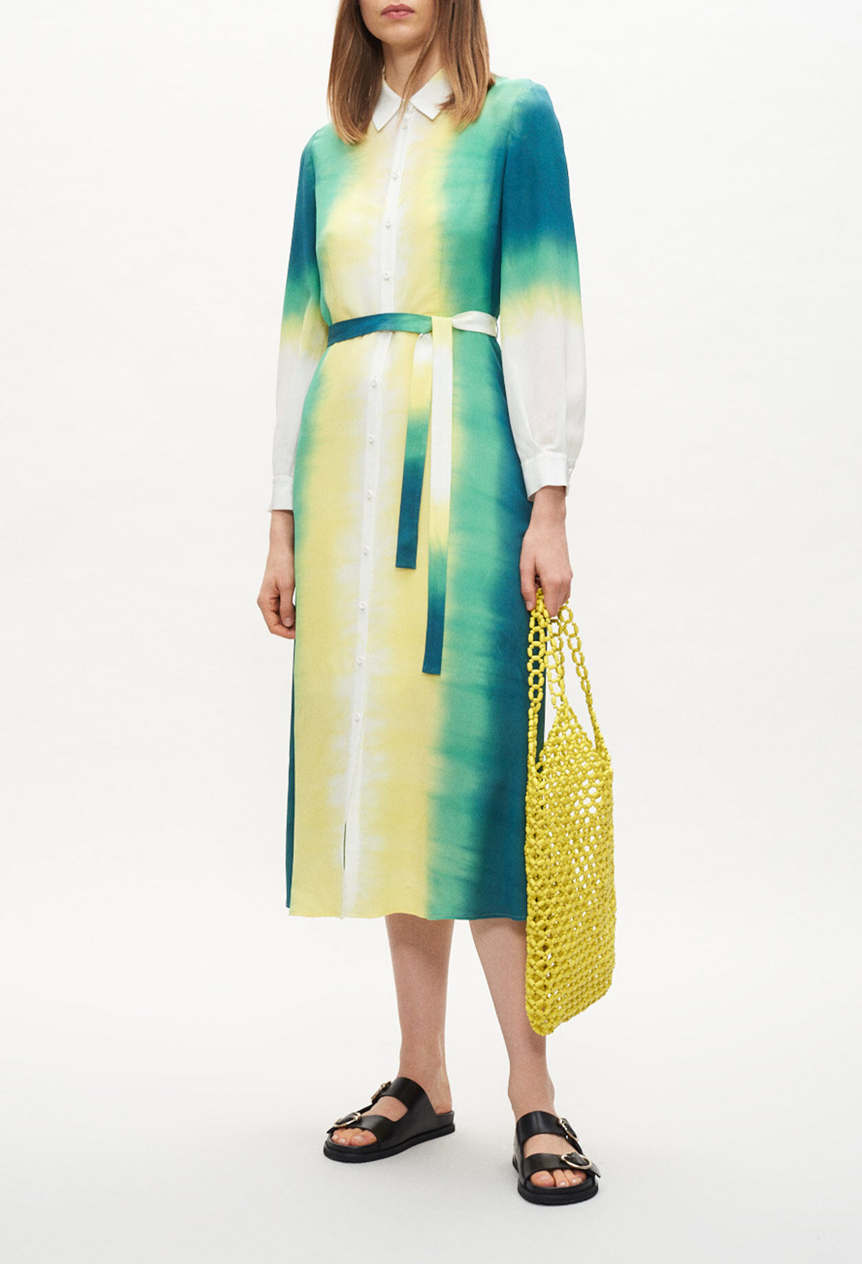 Long tie-dye shirt dress