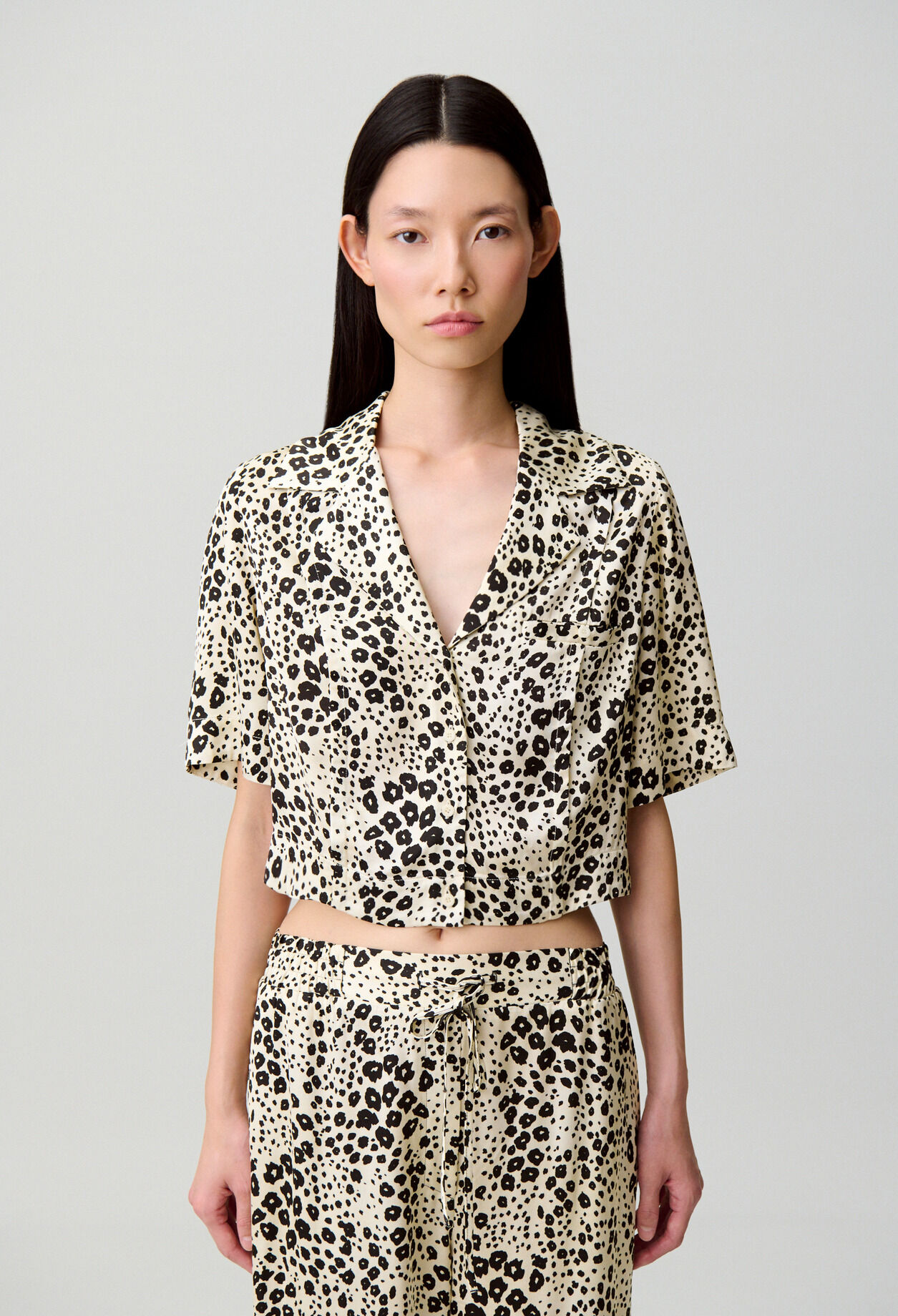 Animal print satin shirt
