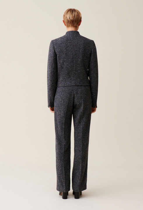 Grey short mixed wool jacket