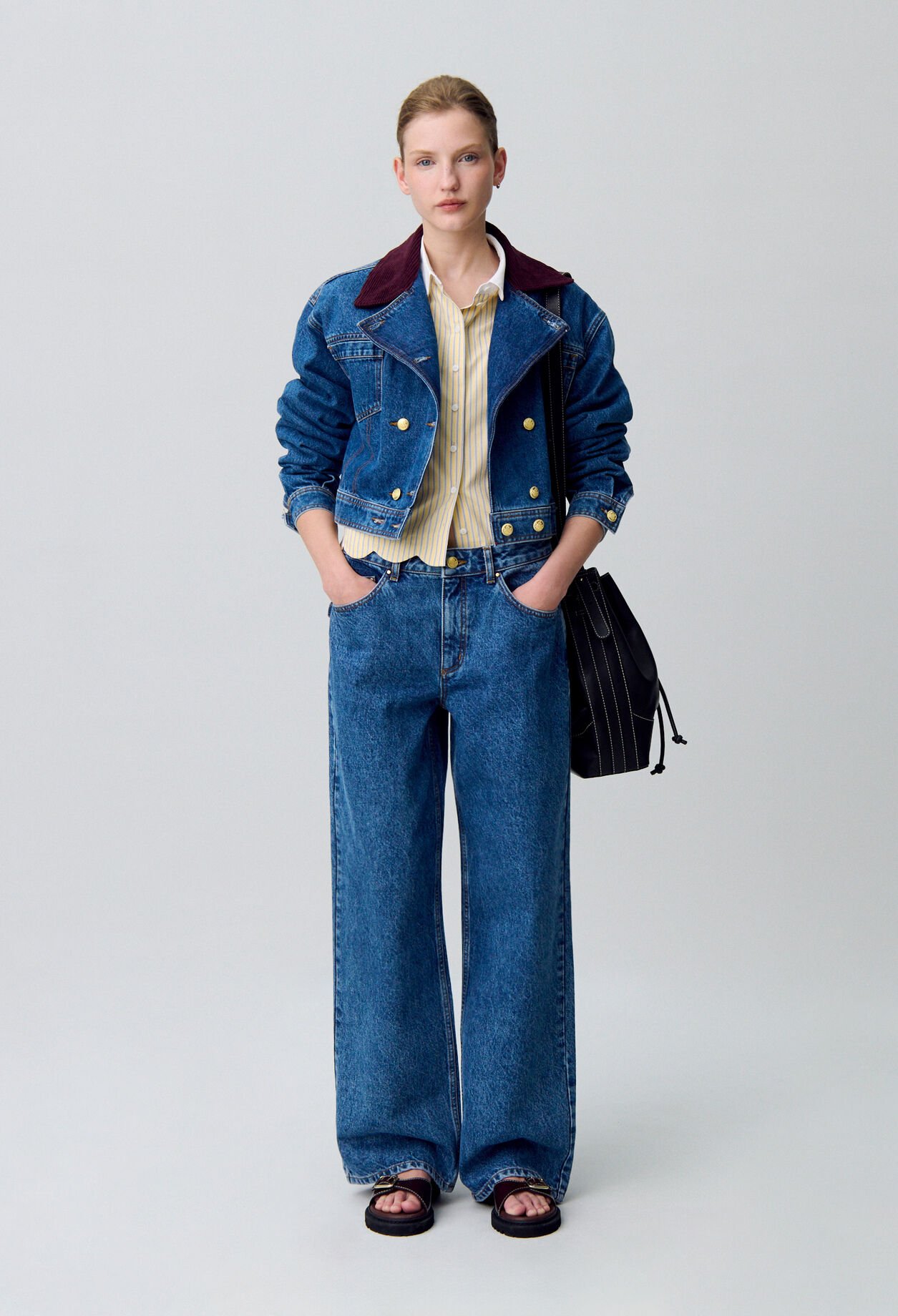 Wide-Leg Straight Denim Jeans