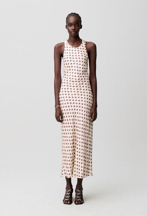 Printed Satin Maxi Dress