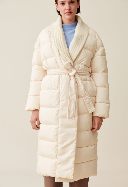 Long padded shawl collar coat