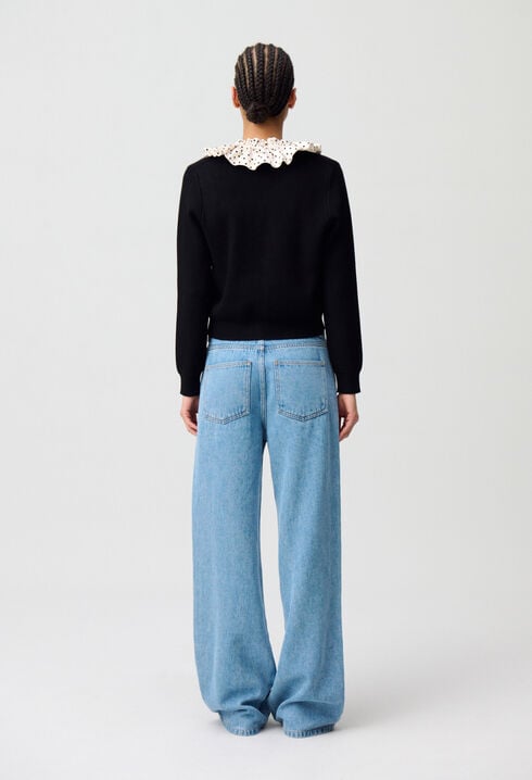 Fine Knit Cardigan with Collar