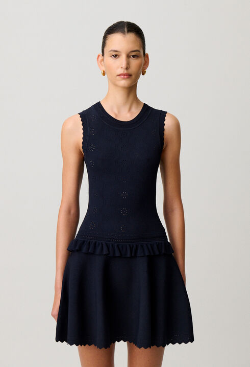 Ruffled knit dress