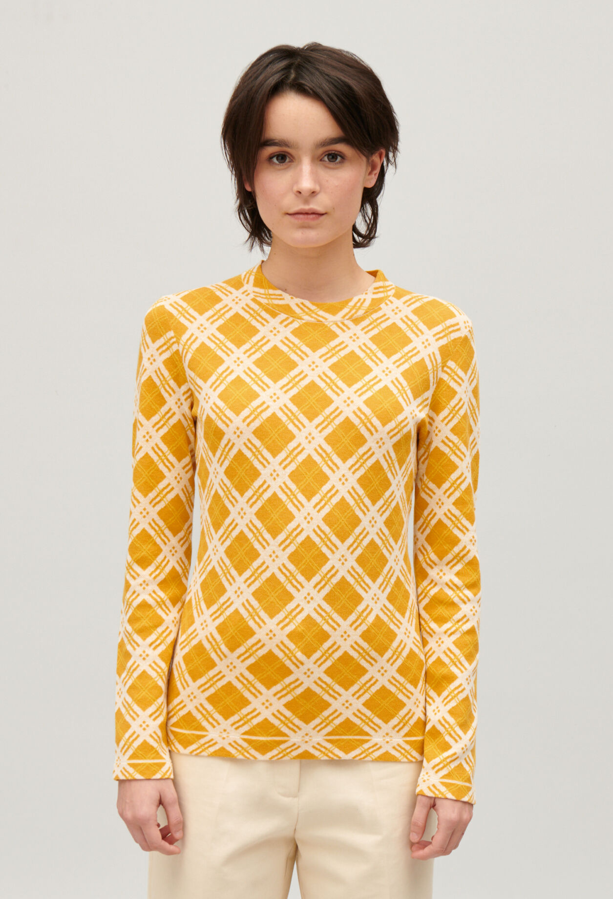 Checked jumper womens top