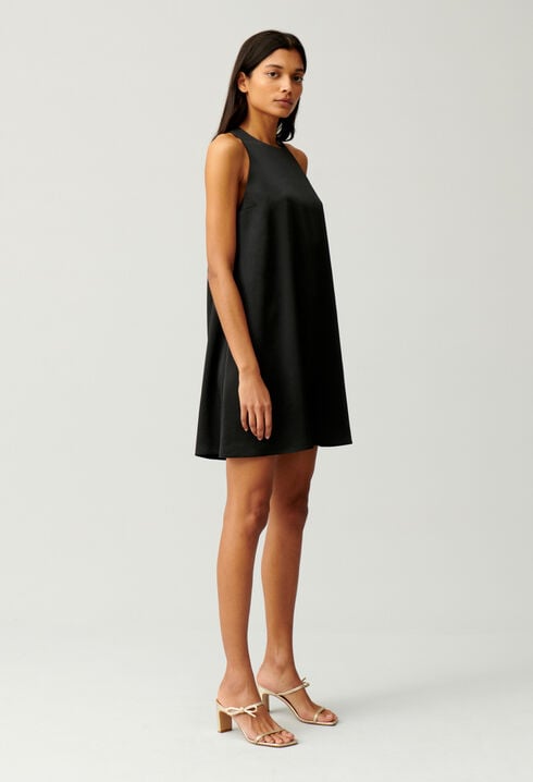 Short black button-up dress