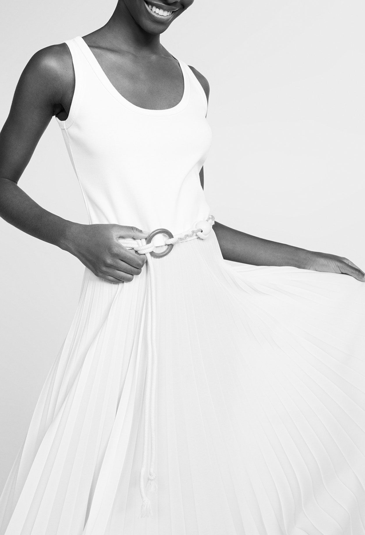 Long bi-material dress