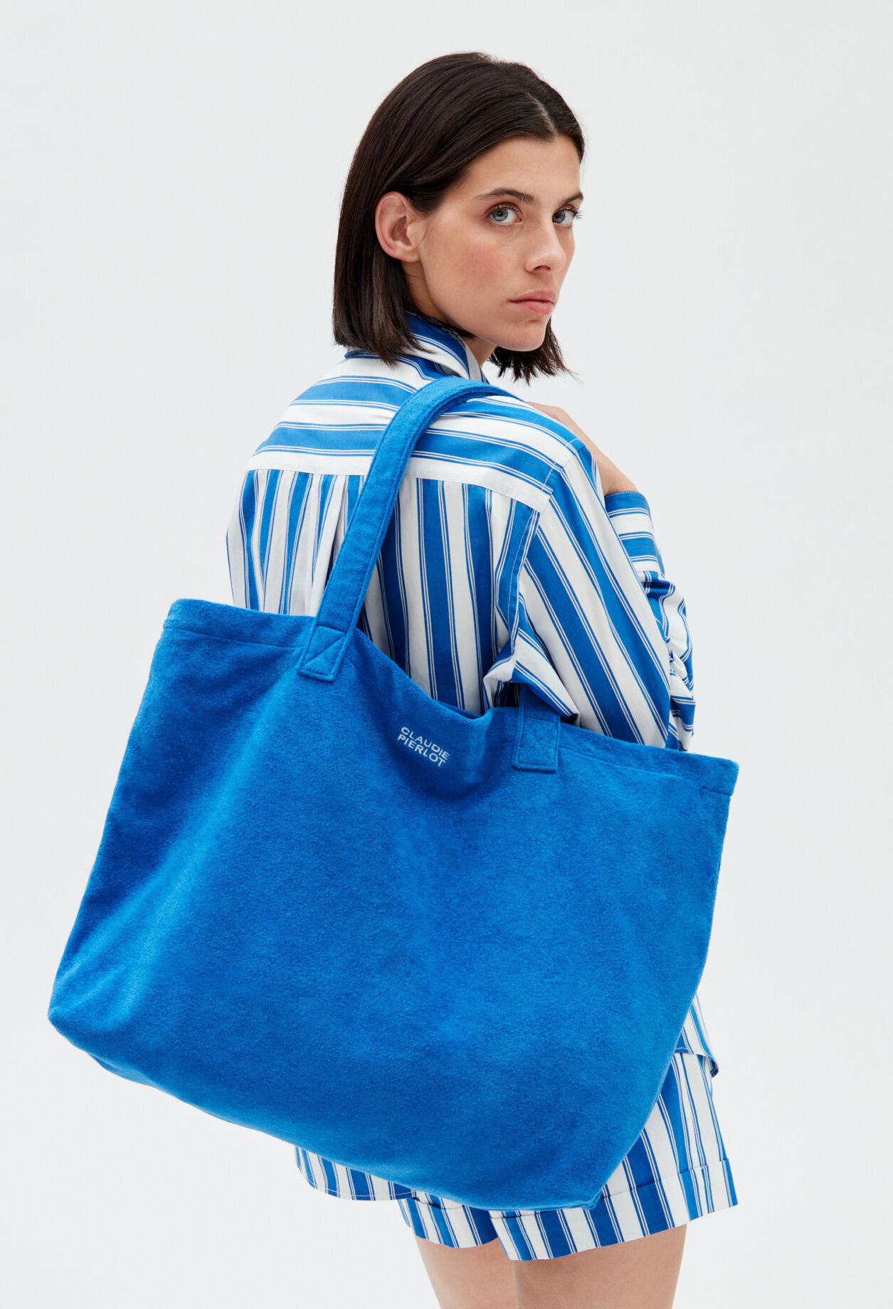 Blue terry tote bag