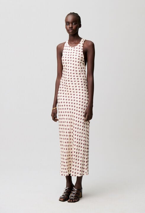 Printed Satin Maxi Dress