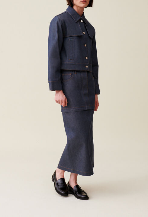 Oversized dark denim jacket