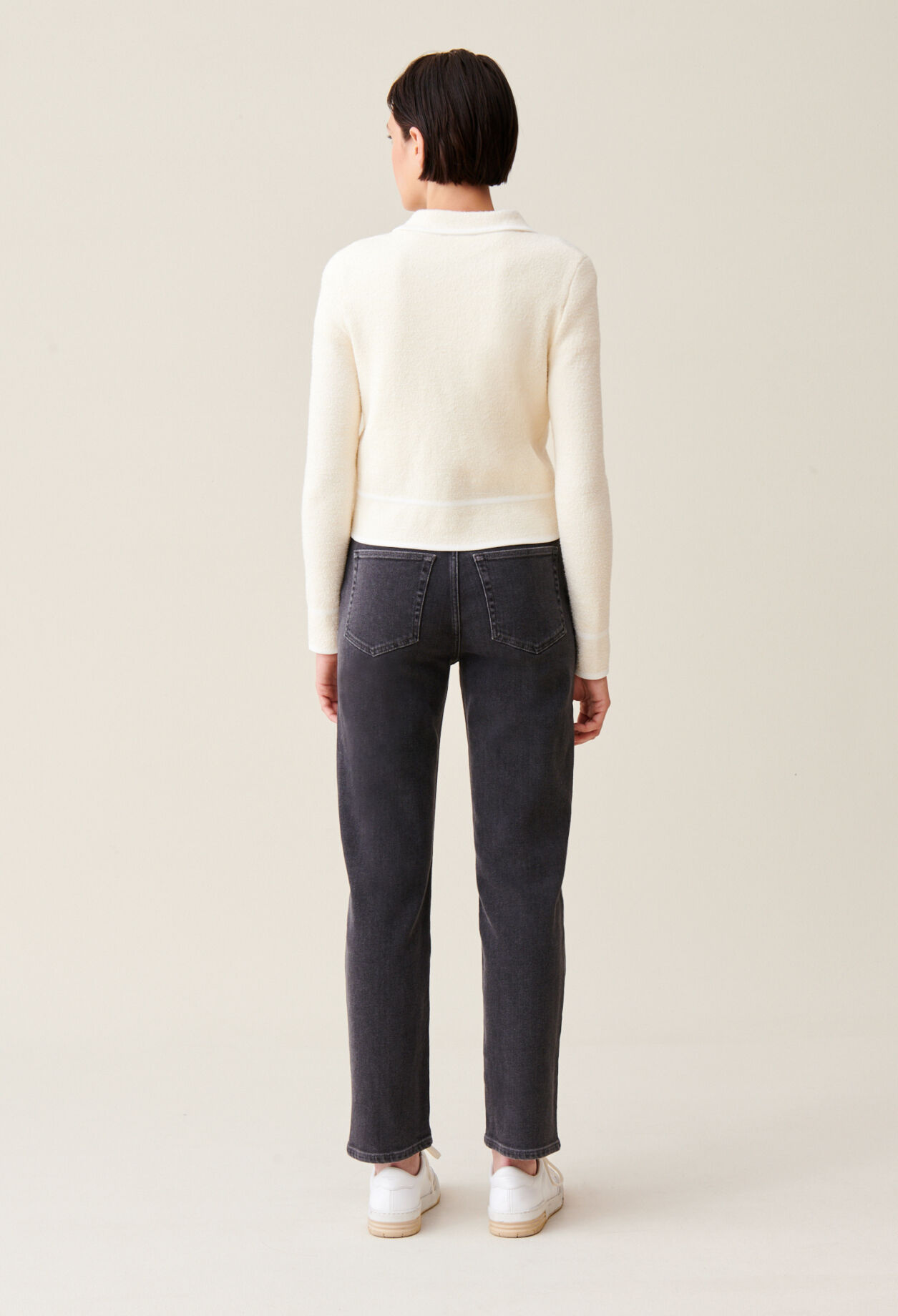 Mottled cardigan with piping